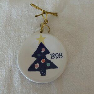 1998 Fiesta Homer Laughlin Christmas Ornament Tree Painting Ceramic IN BOX